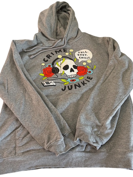 Tops - Crime Junkie Graphic Hoodie - Gray with Colorful Print